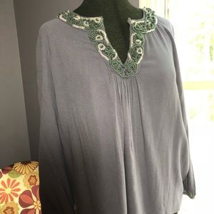 Boden gray/blue top with beading